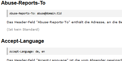 E-Mail Kopfzeilen